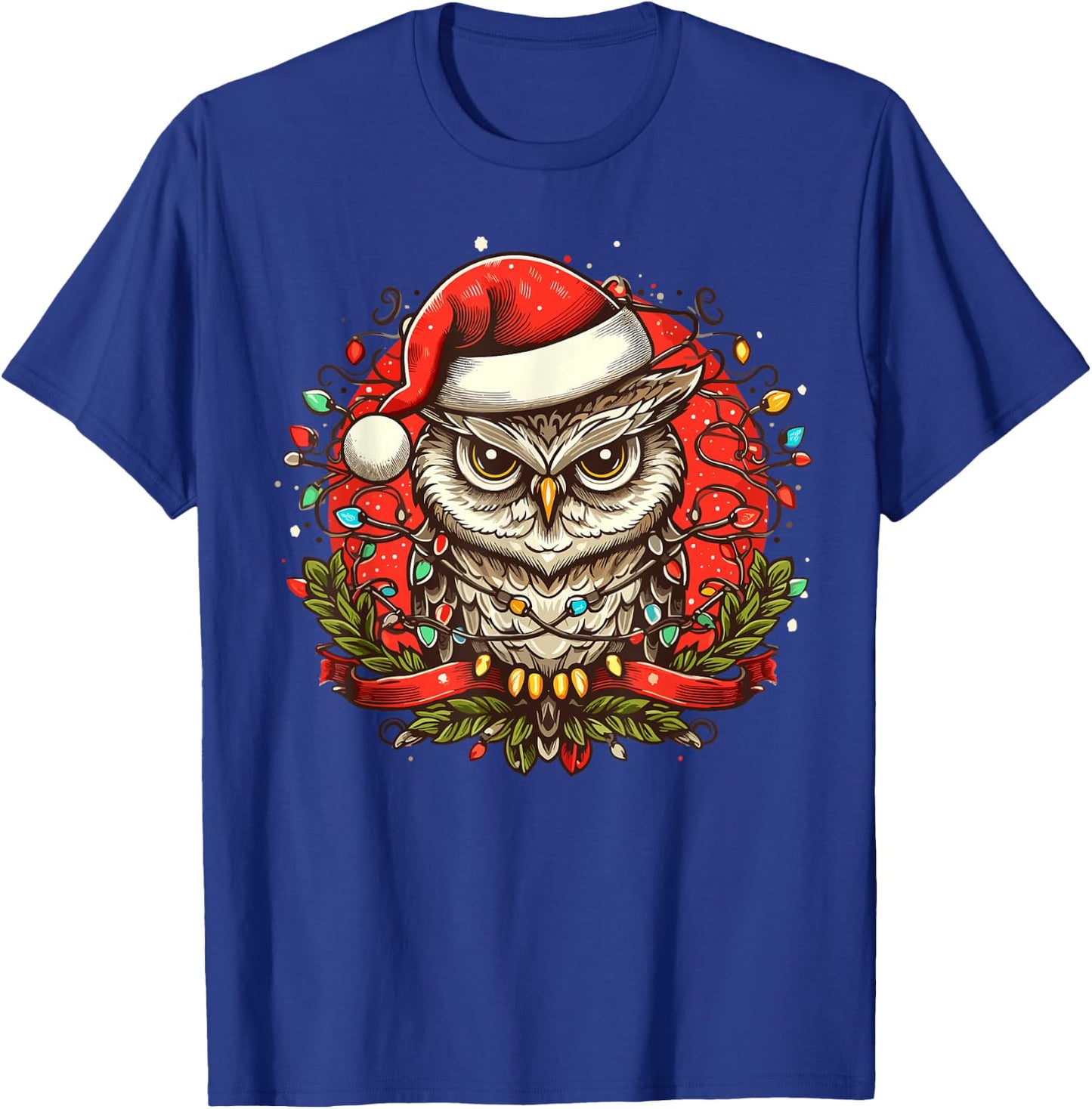 Grumpy Owl Christmas Santa Hat Vintage Owl Women T-Shirt - T-Shirt | Royal