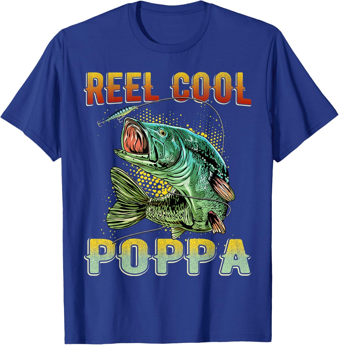 Funny Fathers Day Vintage Fishing Reel Cool Poppa T-Shirt - T-Shirt | Royal