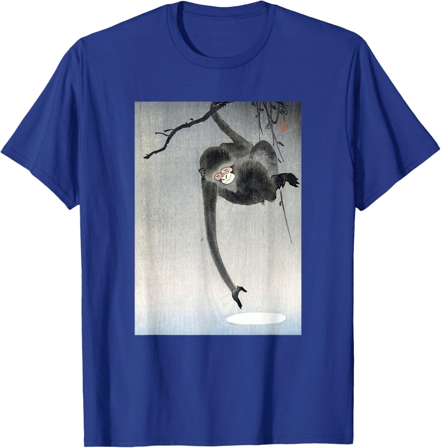 Monkey and Reflection of the Moon by Ohara Koson Shin-hanga T-Shirt - T-Shirt | Royal