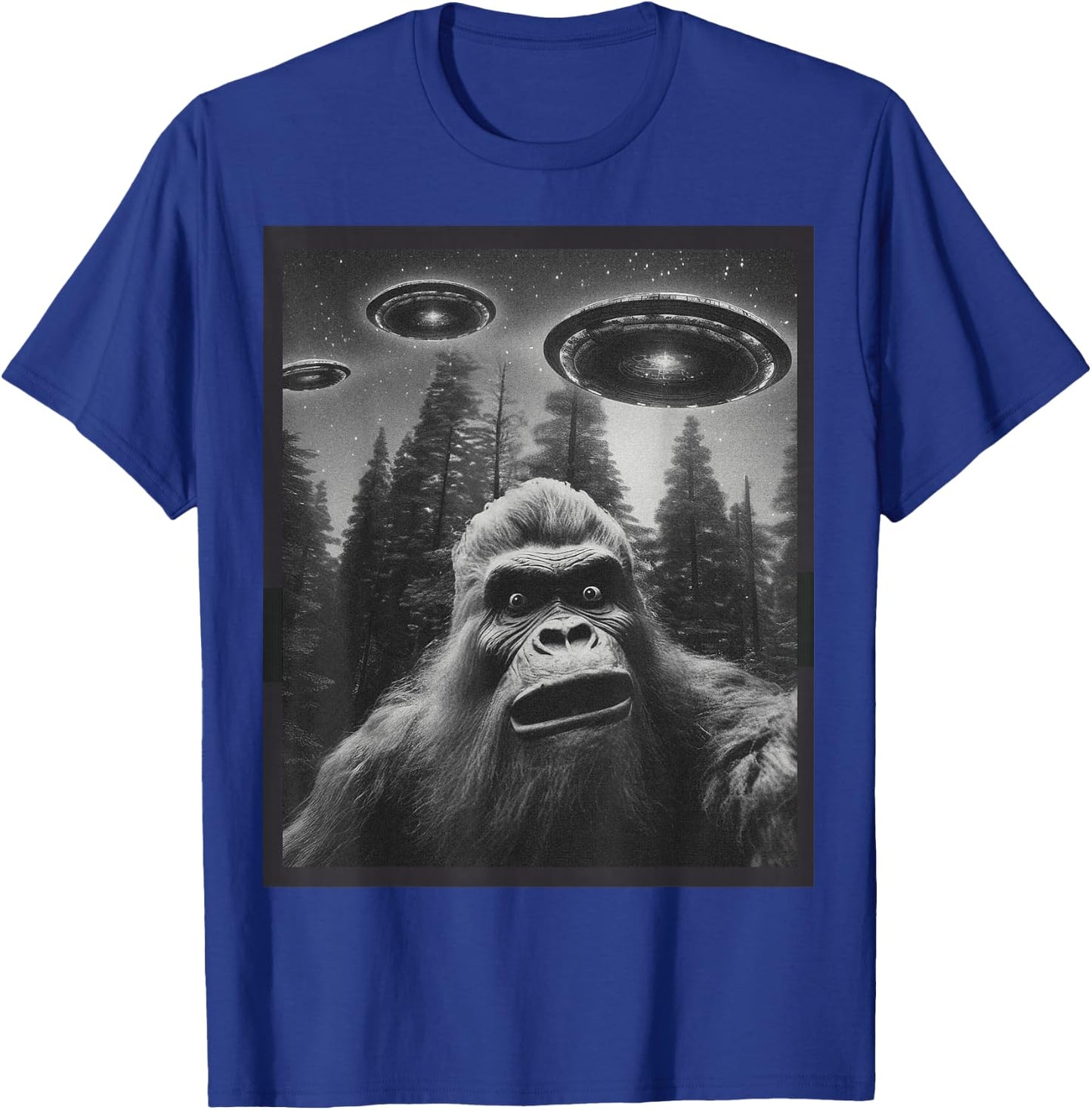 CAT Funny Women Bigfoot Sasquatch Alien UFO T-Shirt - T-Shirt | Royal