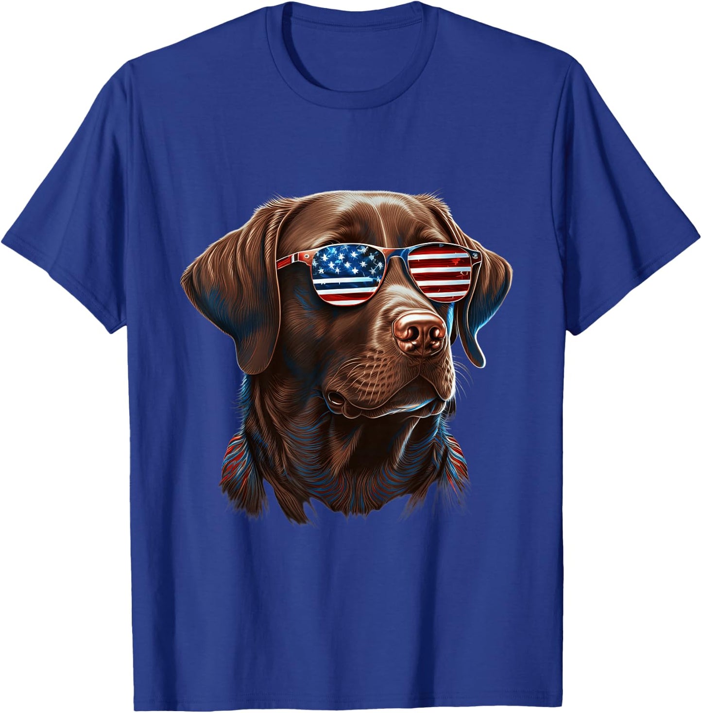 Chocolate Labrador With USA Sunglasses On T-Shirt - T-Shirt | Royal