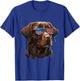 Chocolate Labrador With USA Sunglasses On T-Shirt - T-Shirt | Royal