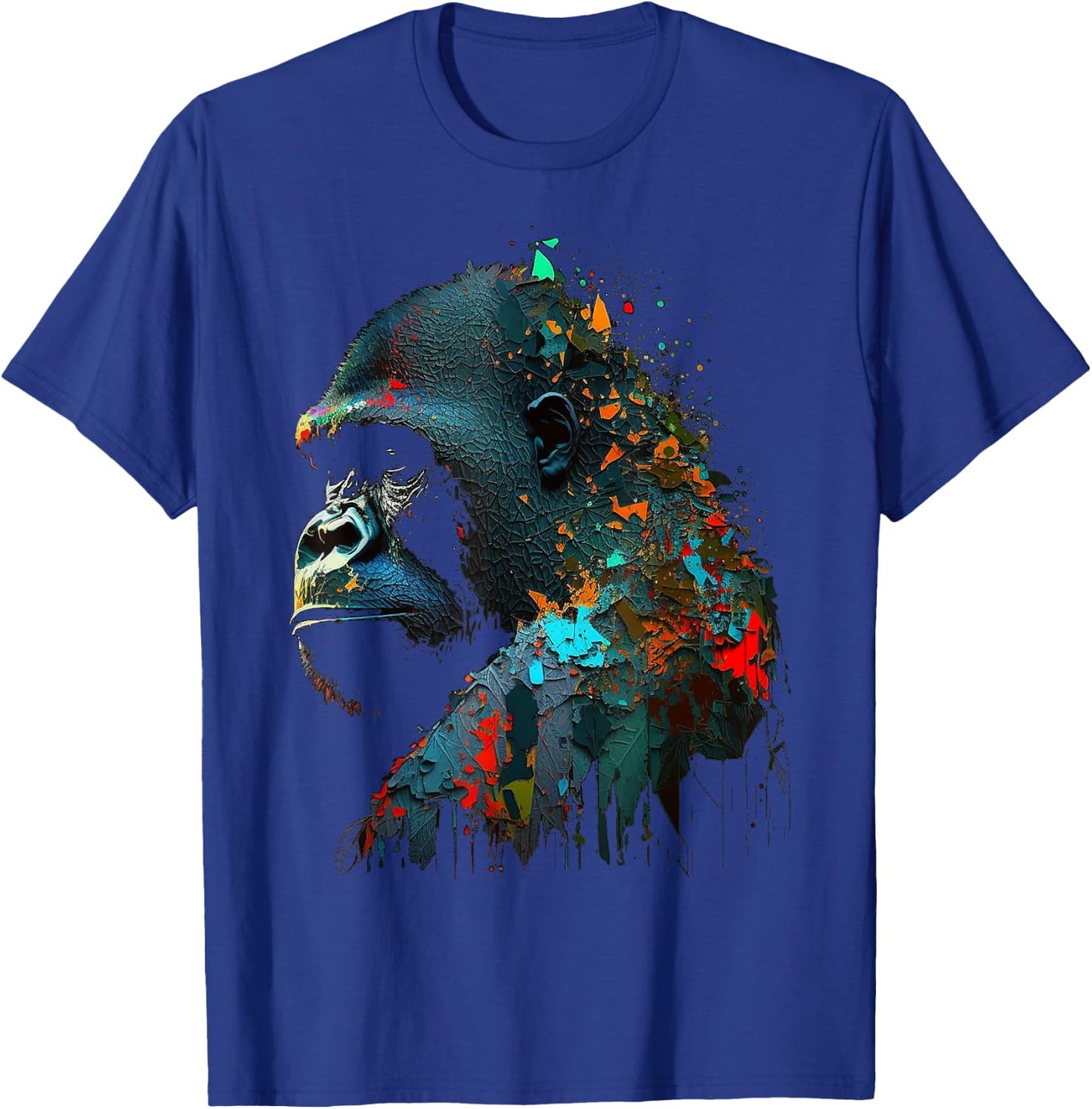 Gorilla Colourful Monkey Art Animal T-Shirt - T-Shirt | Royal
