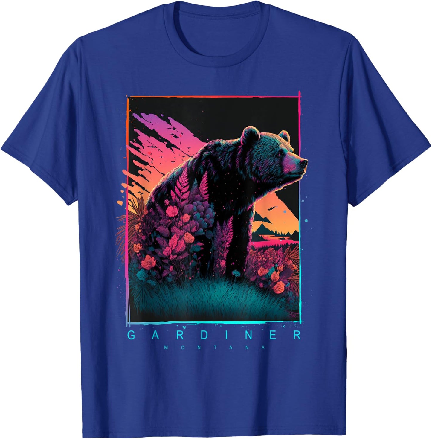 Gardiner Montana Mountain Bear T-Shirt - T-Shirt | Royal