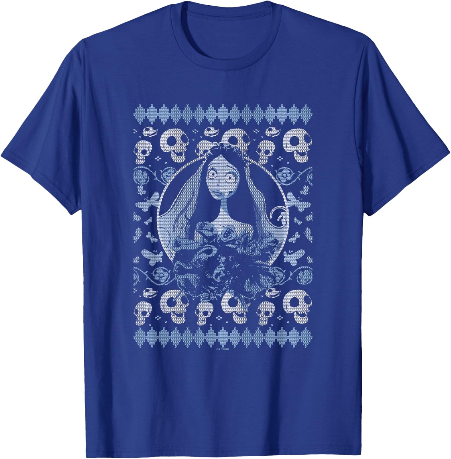 Corpse Bride Emily Skulls And Butterflies Pattern Portrait T-Shirt - T-Shirt | Royal