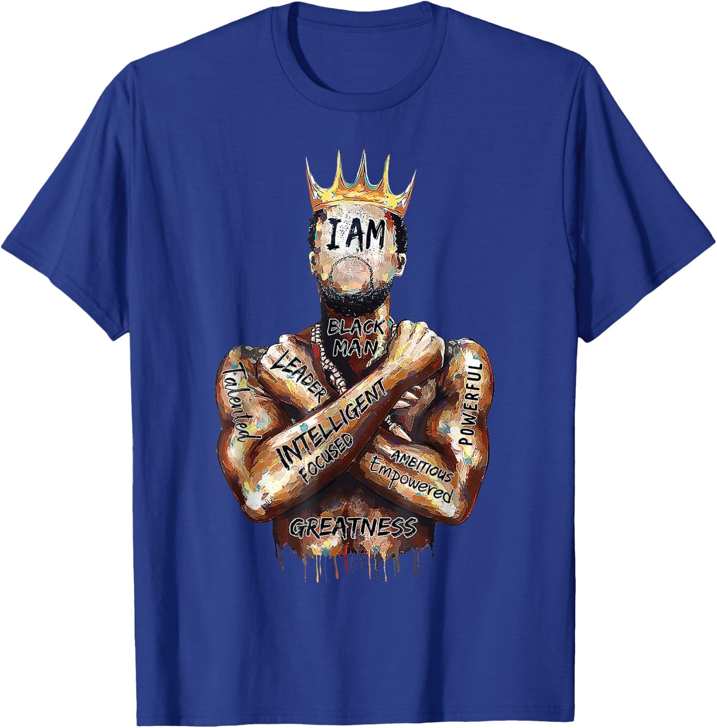 I Am Black Man King Powerful Dad Afro Melanin Black History T-Shirt - T-Shirt | Royal