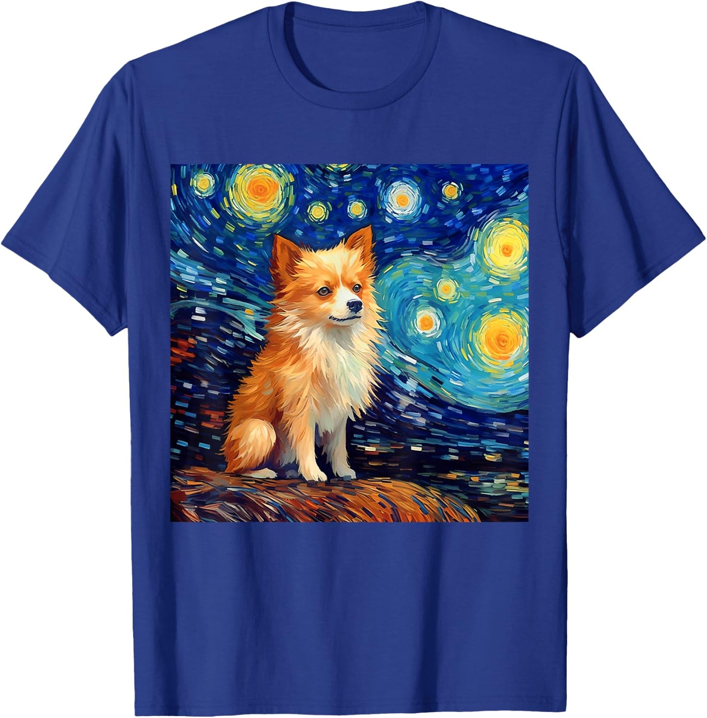 Surreal Starry Night Pomchi Dog T-Shirt - T-Shirt | Royal