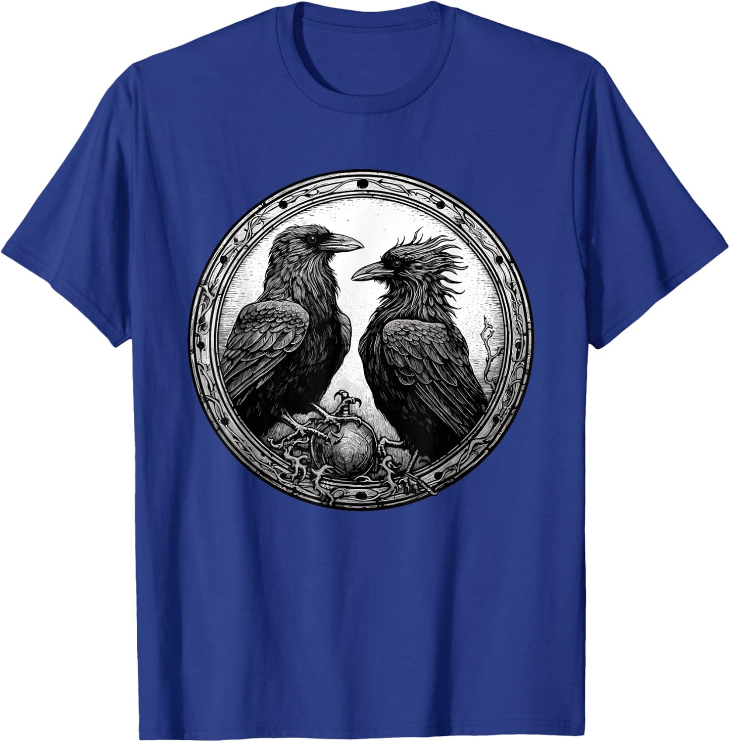 Raven Illustration White Black Ravens Goth Crow T-Shirt - T-Shirt | Royal