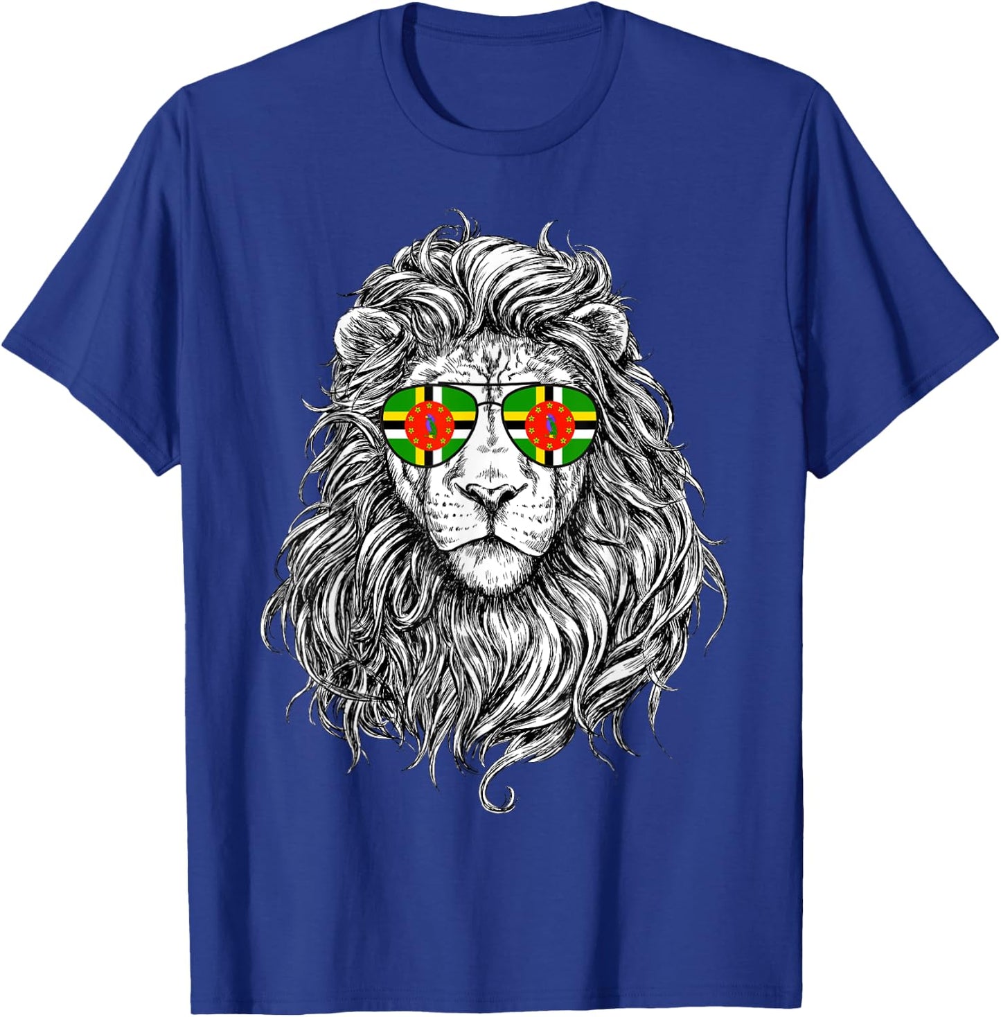 Dominica Flag Lion Sunglasses Dominica Gifts Love Dominica T-Shirt - T-Shirt | Royal