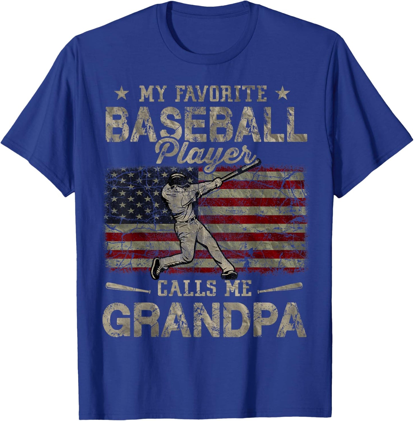 My Favorite Baseball Player Calls Me Grandpa Father's Day T-Shirt - T-Shirt | Royal