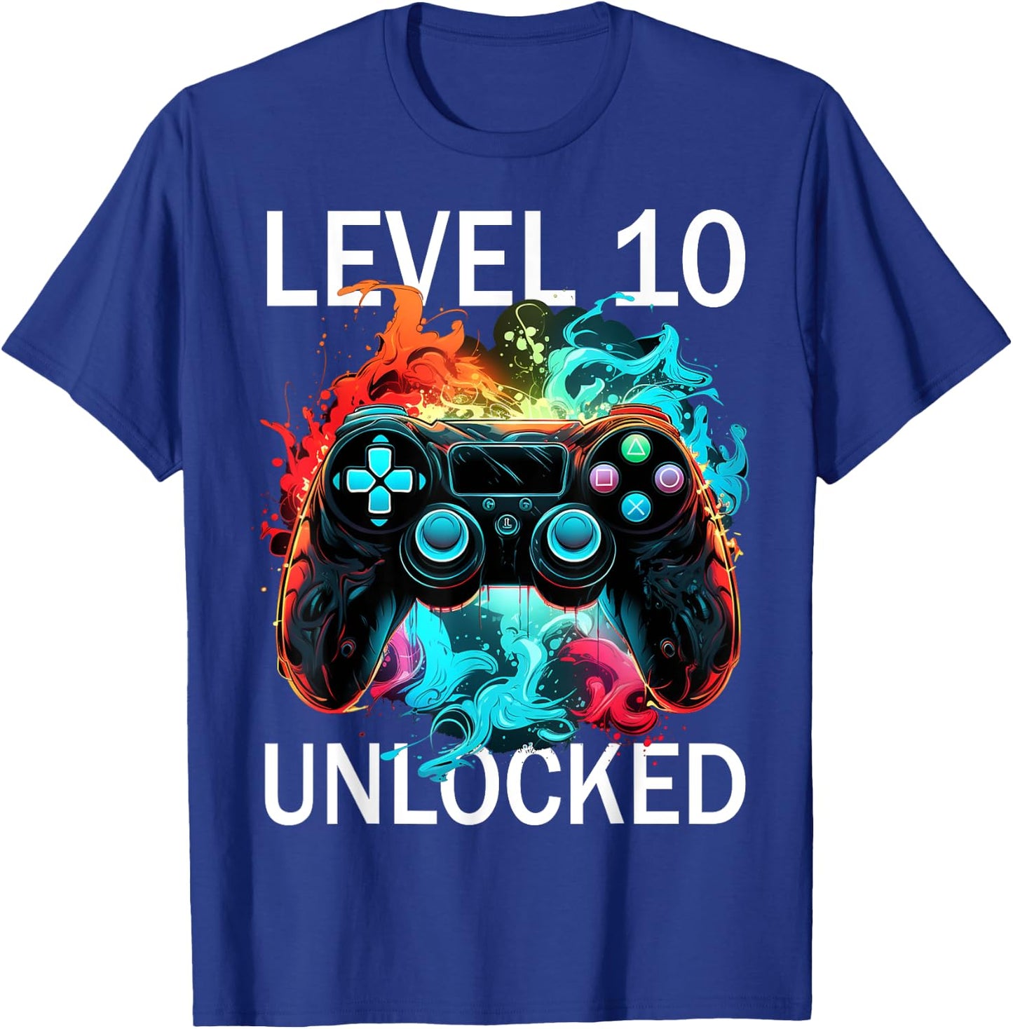 Kids Level 10 Unlocked Video Gamer Retro 10th Birthday Game T-Shirt - T-Shirt | Royal