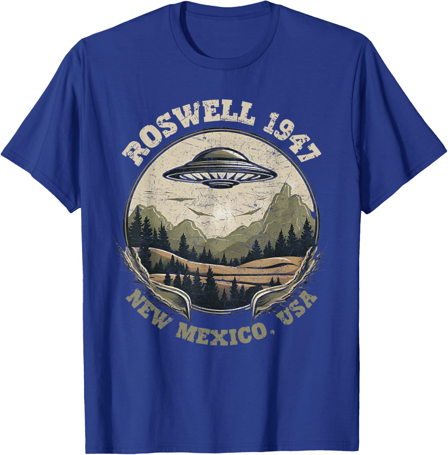 Roswell 1947 Abduction New Mexico UFO Vintage Alien Hunter T-Shirt - T-Shirt | Royal