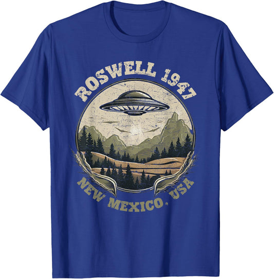 Roswell 1947 Abduction New Mexico UFO Vintage Alien Hunter T-Shirt - T-Shirt | Royal