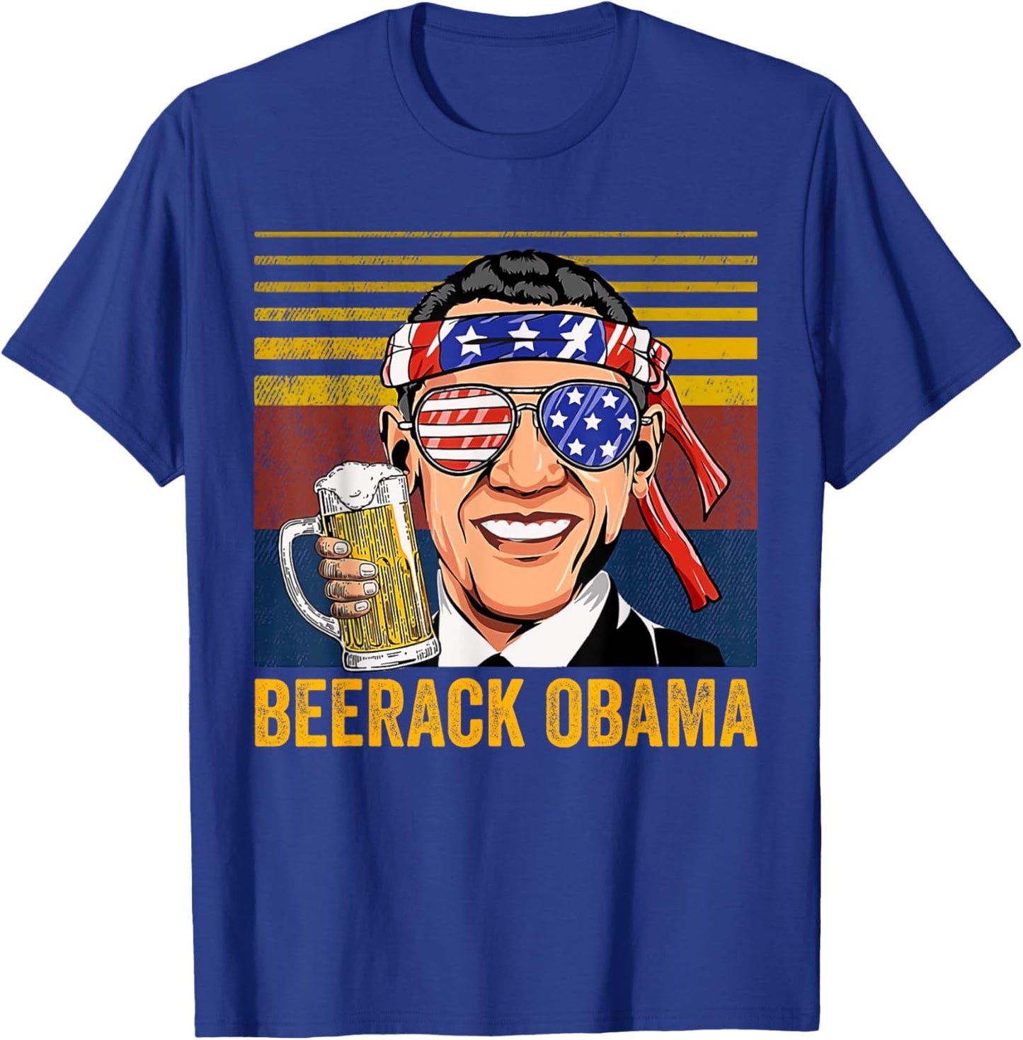 Beerack Obama Drinking Beer Funny 4th of July Women Men T-Shirt - T-Shirt | Royal