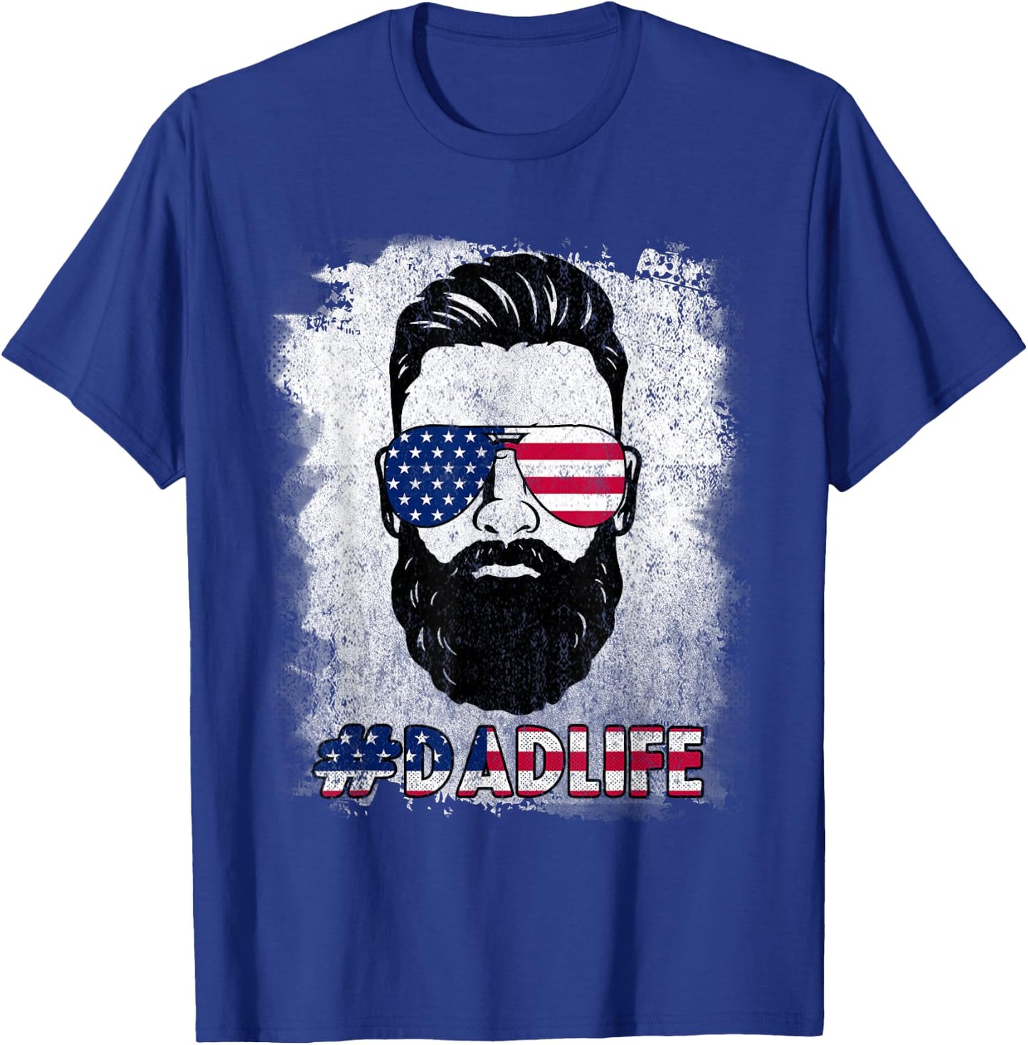 Dad Life Beard Sunglasses USA Flag Father's Day 4th Of July T-Shirt - T-Shirt | Royal