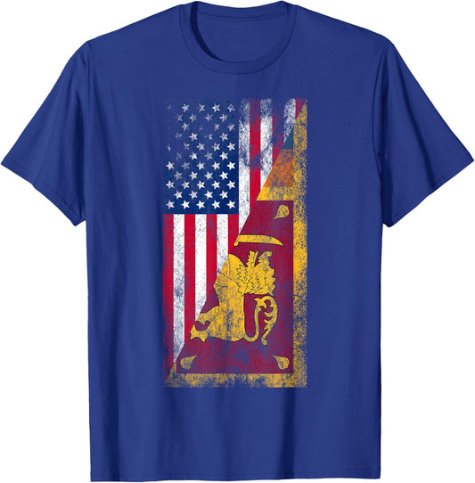 USA & Sri Lanka Flags - United States of America, Sri Lankan T-Shirt - T-Shirt | Royal