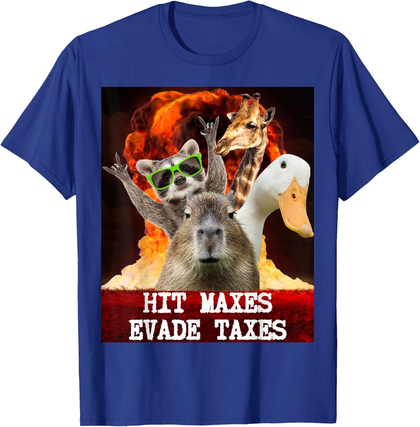 Funny Gym Weightlifting Hit Maxes Evade Taxes Workout Meme T-Shirt - T-Shirt | Royal