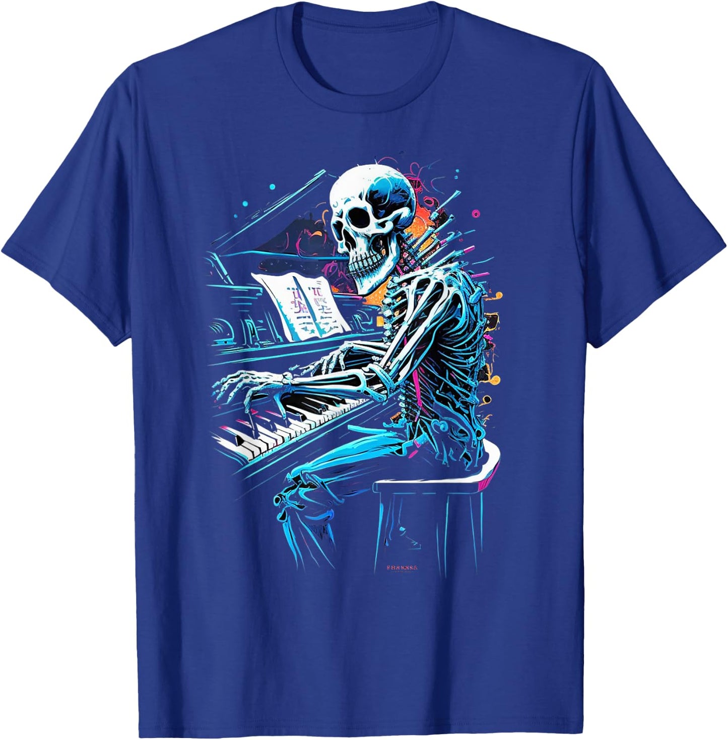 Skeleton Playing Piano Halloween Costume Pianist Musician T-Shirt - T-Shirt | Royal