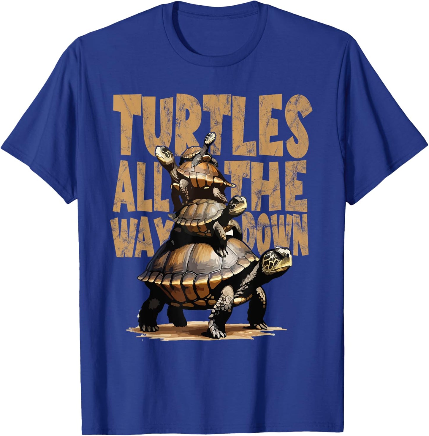 Retro Style Turtles all the way Down T-Shirt - T-Shirt | Royal