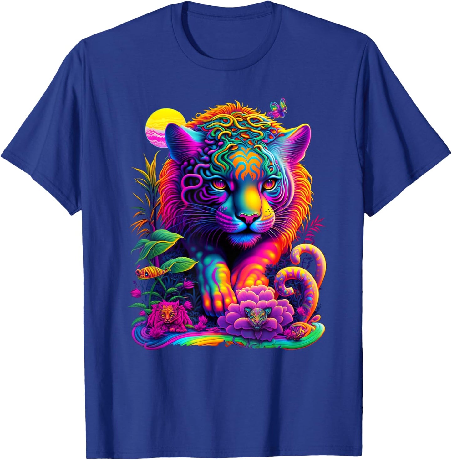Colorful Rainbow Wild Cat Graphic T-Shirt - T-Shirt | Royal