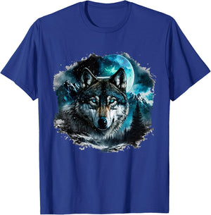 Grey Wolf Hunting Ground Icy Moon Forest Galaxy T-Shirt - T-Shirt | Royal
