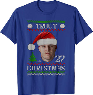 Mike Trout Los Angeles Baseball Christmas Sweater MLBPA T-Shirt - T-Shirt | Royal