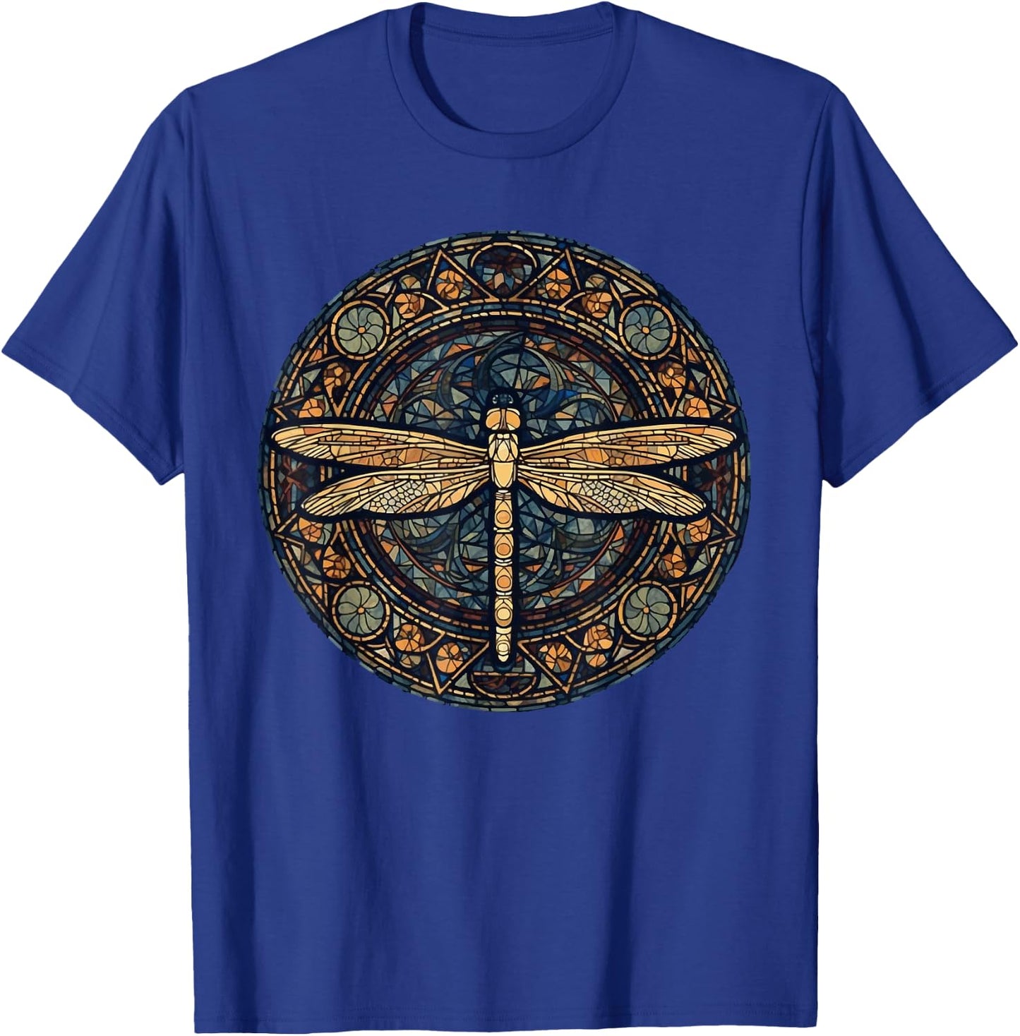 Magical Dragonfly Lover Stained Glass Graphic Design Art T-Shirt - T-Shirt | Royal