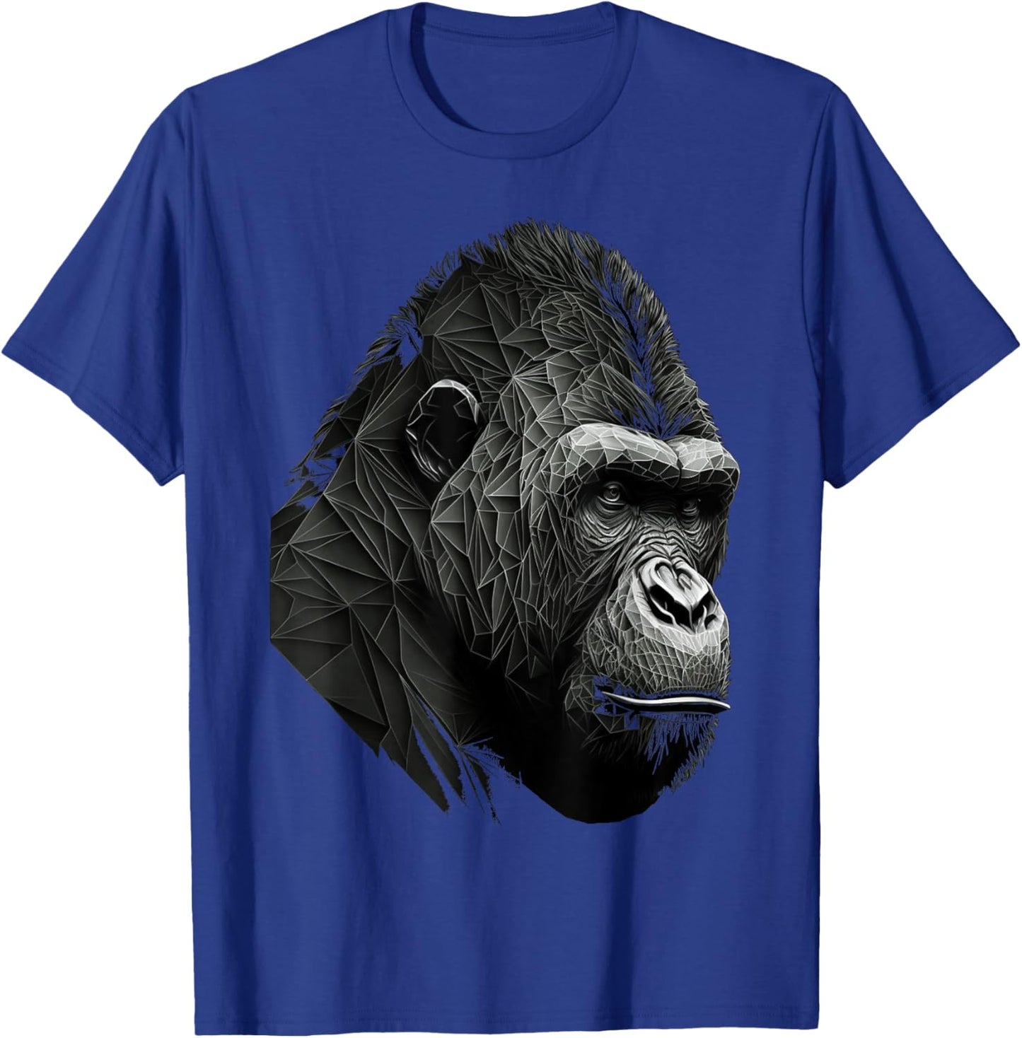 Gorilla Monkey Polygon Geometric Animals Print Art T-Shirt - T-Shirt | Royal