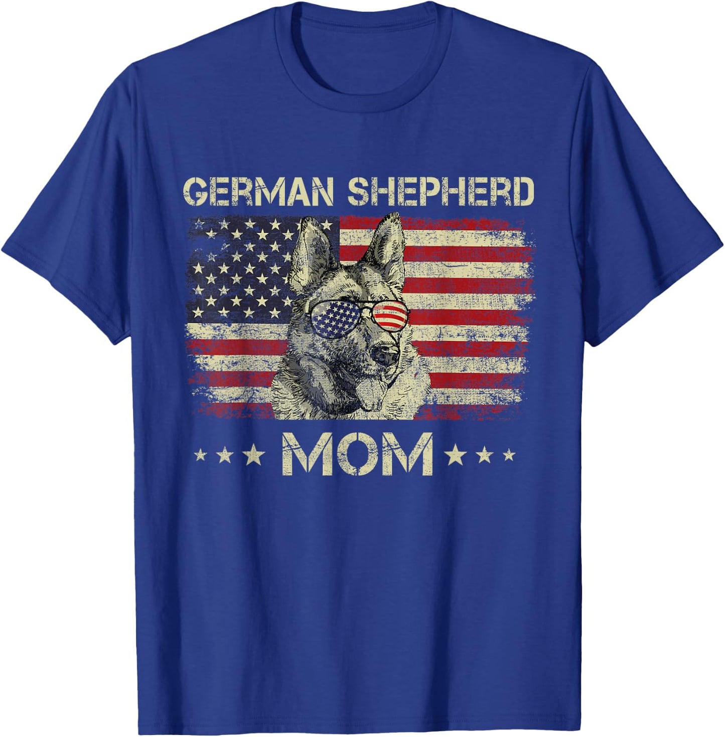 German Shepherd Mom Dog Lovers American Flag 4th Of July T-Shirt - T-Shirt | Royal