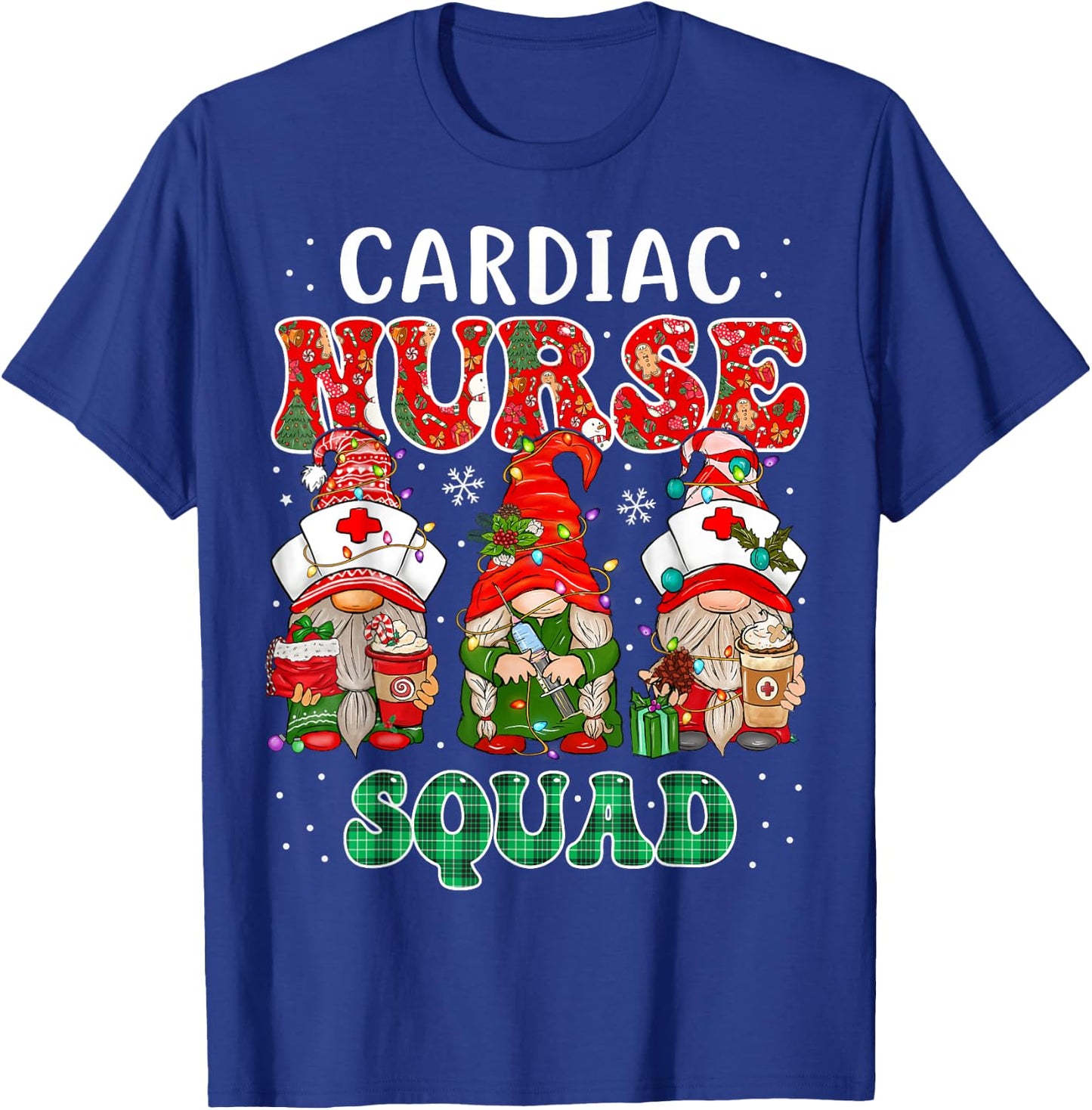 Cardiac Nurse Cute Christmas Gnomes Costume Cardiology Nurse T-Shirt - T-Shirt | Royal