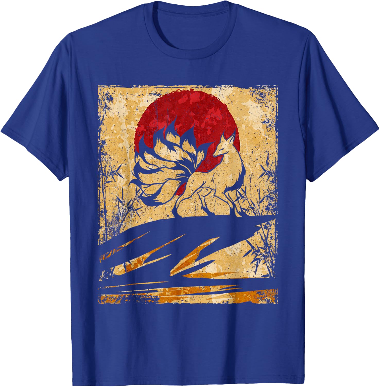 Nine Tailed Fox Japanese Art Retro T-Shirt - T-Shirt | Royal