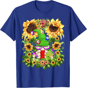 Floral Sunflower Bingo Gnome And Crazy Bingo Lady T-Shirt - T-Shirt | Royal