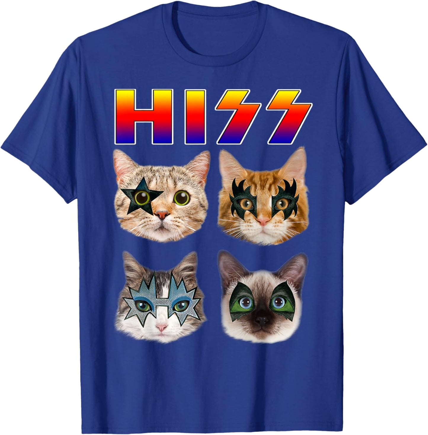 Funny Cat Hiss Rock and Roll for Cat Lover, Cat Dad, Cat mom T-Shirt - T-Shirt | Royal
