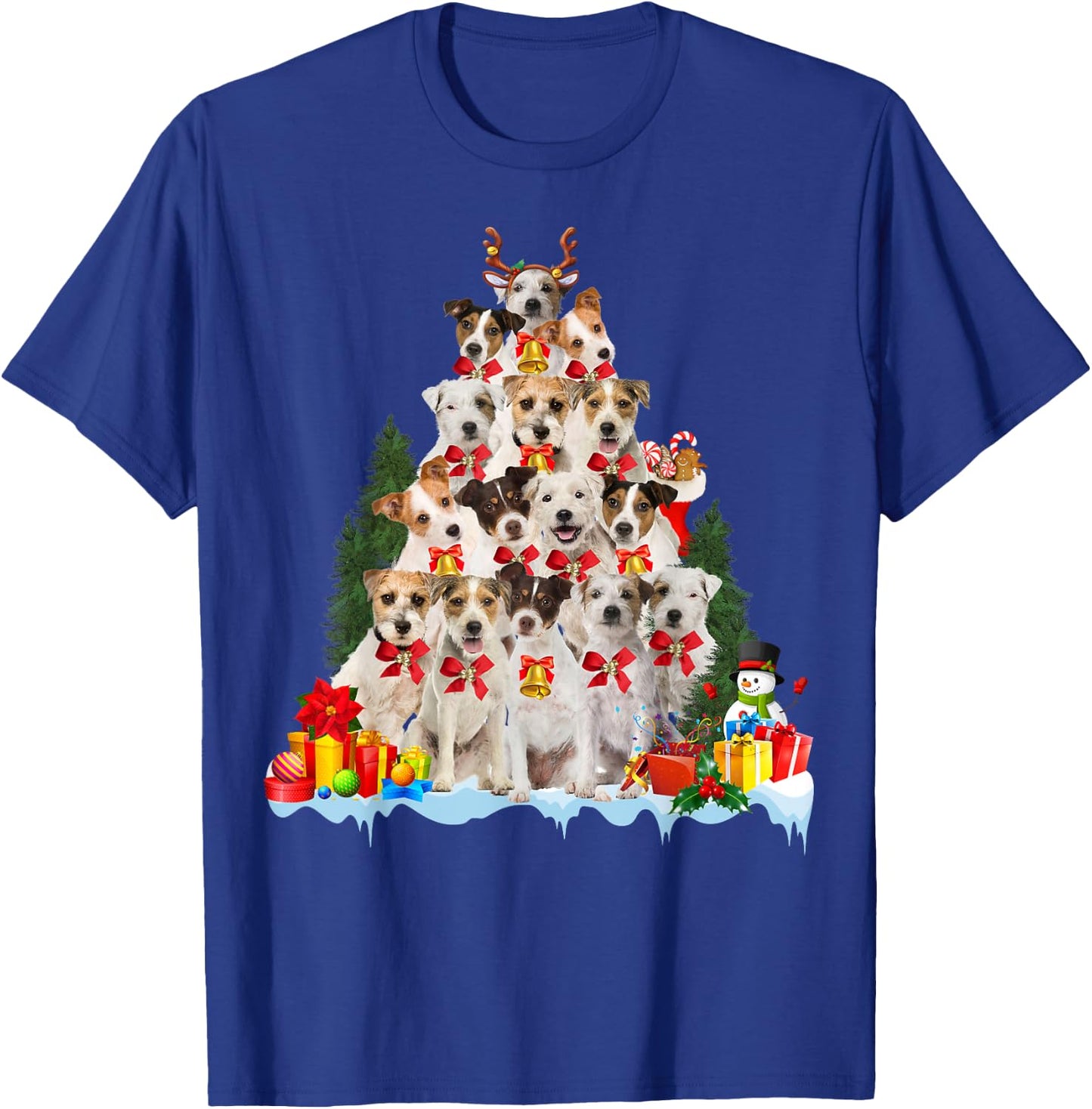Christmas Pajama Parson Russell Terrier Xmas Tree Gifts Dog T-Shirt - T-Shirt | Royal