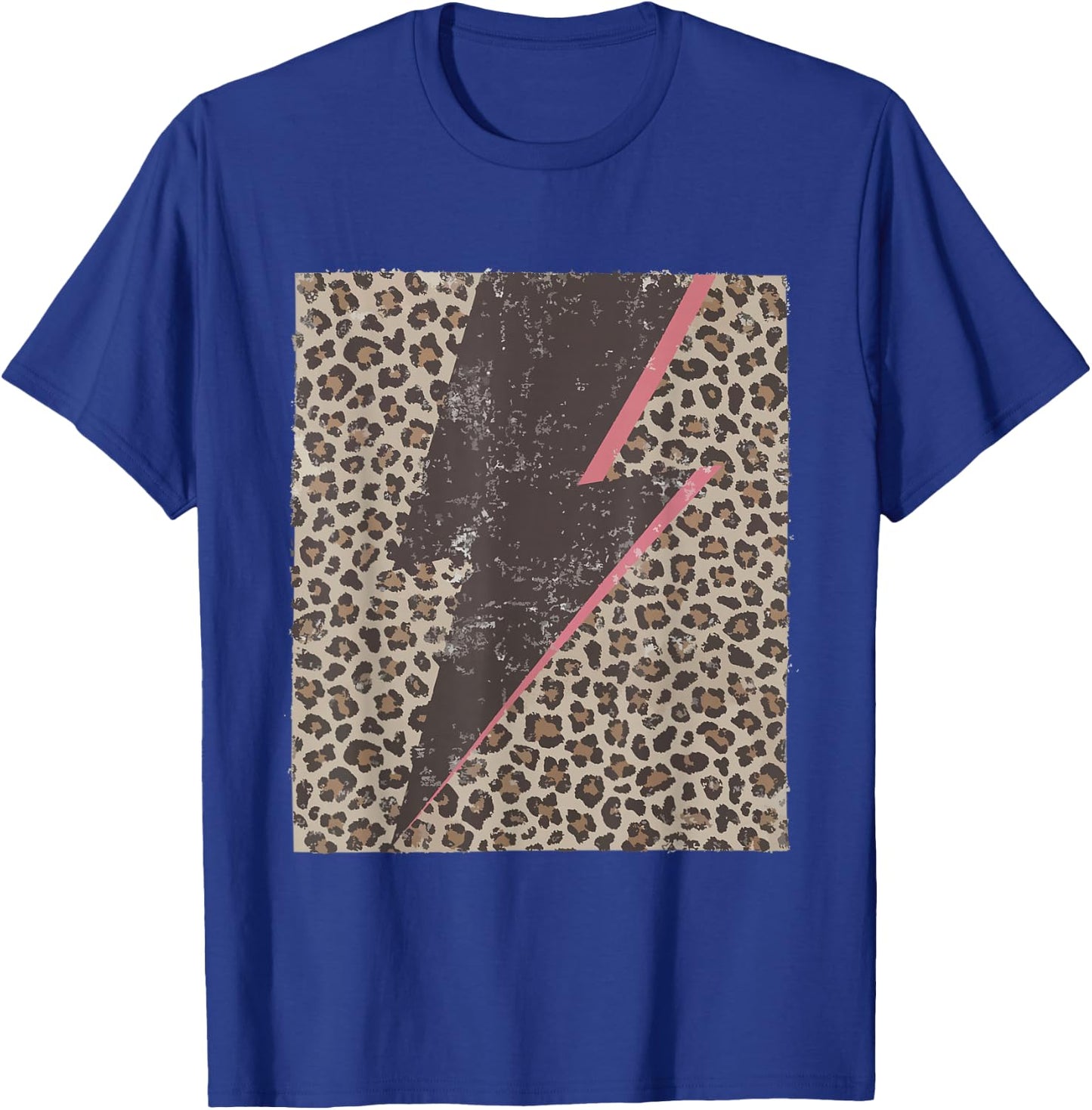 Leopard Cheetah Thunder Print Cool Lightning Bolt T-Shirt - T-Shirt | Royal