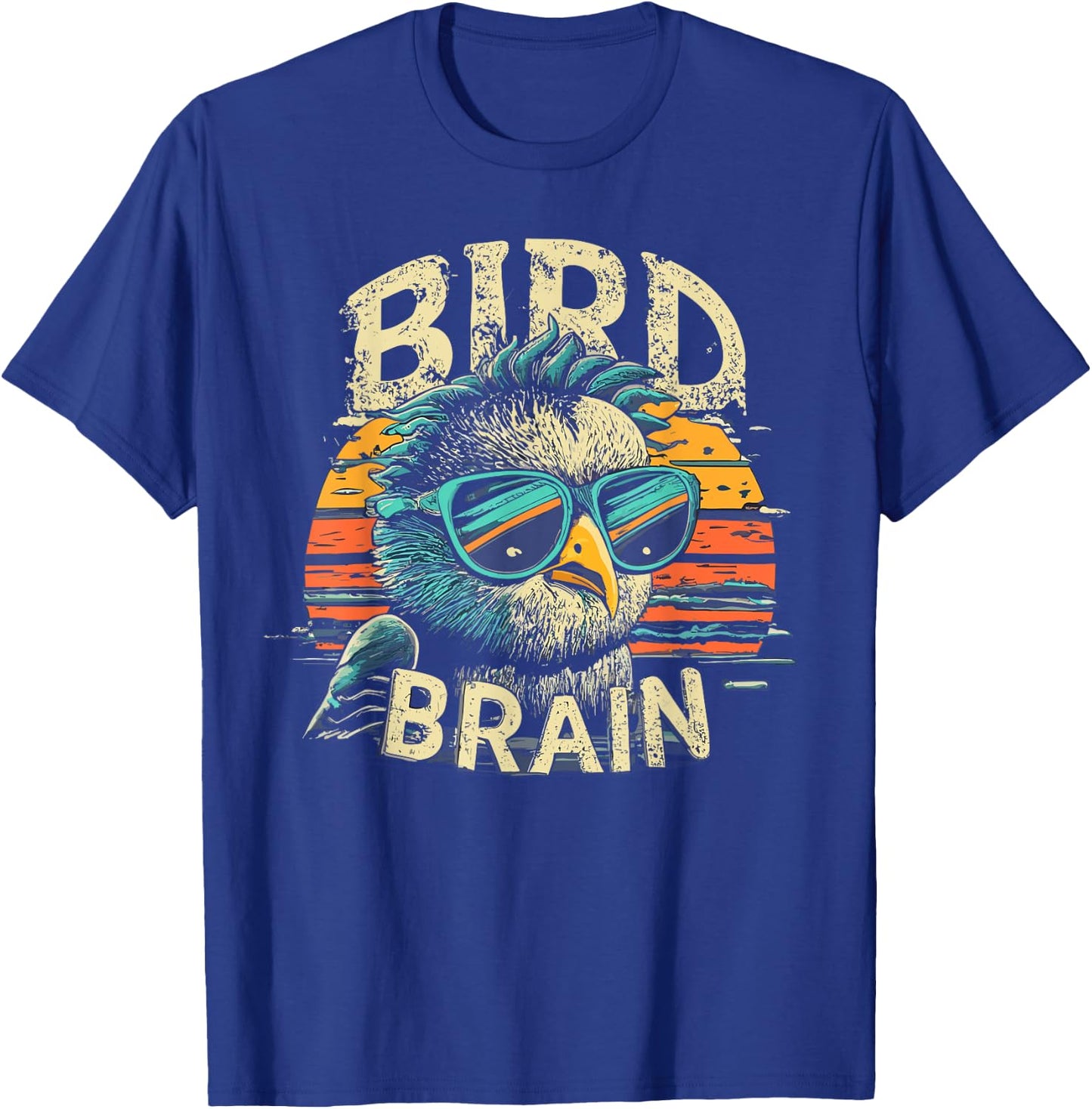 I heart Birds Funny Bird Brain Vintage Retro Sunset Cute T-Shirt - T-Shirt | Royal