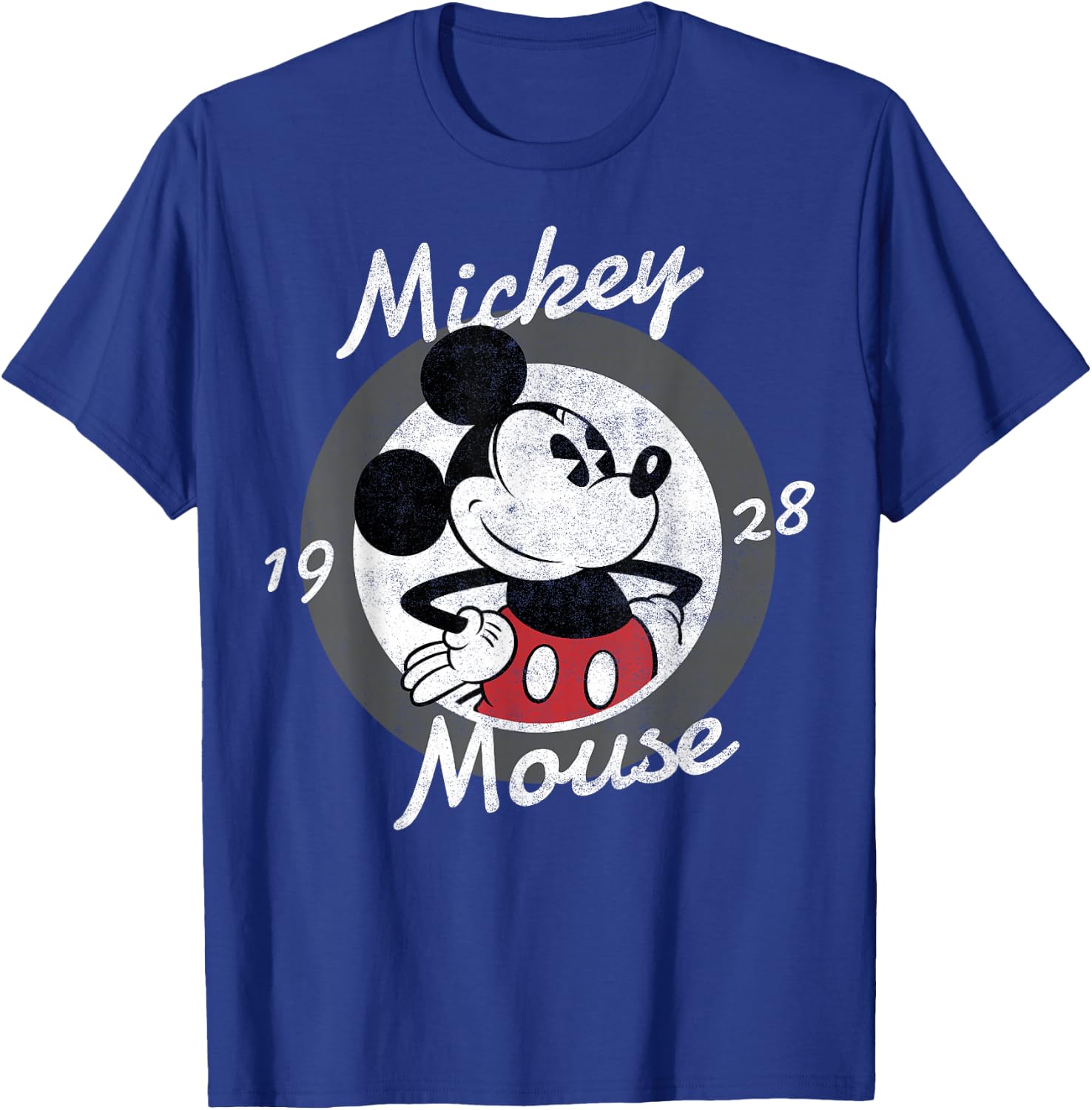 Disney Mickey Mouse Cursive Text Circle Logo T-Shirt - T-Shirt | Royal