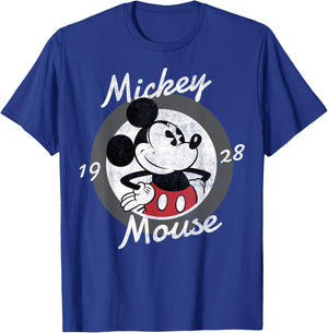 Disney Mickey Mouse Cursive Text Circle Logo T-Shirt - T-Shirt | Royal