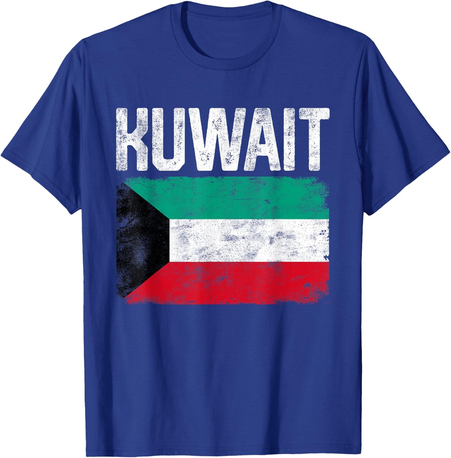 Men Women Kids Patriotic Distressed Retro Kuwait Flag T-Shirt - T-Shirt | Royal