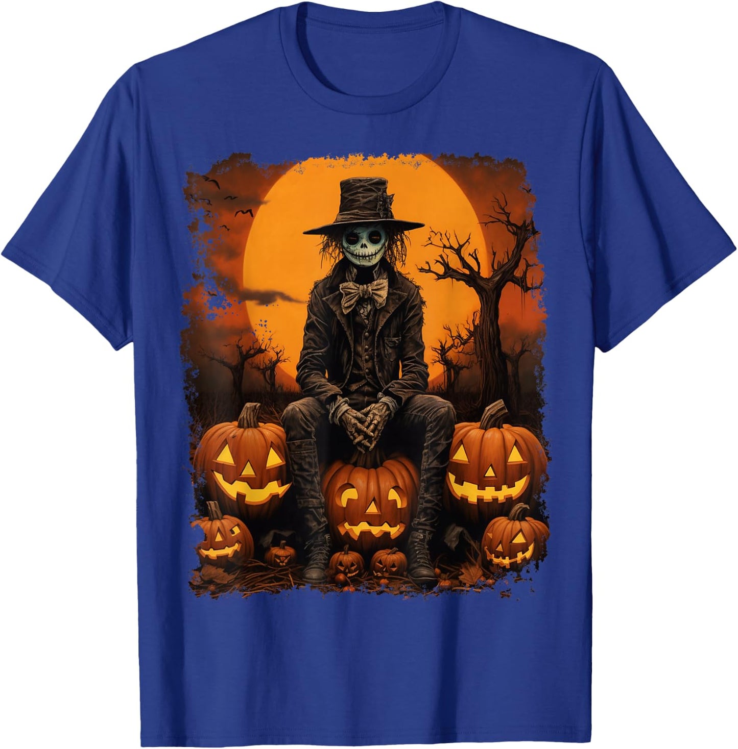 Pumpkin Strawman Scarecrow T-Shirt - T-Shirt | Royal