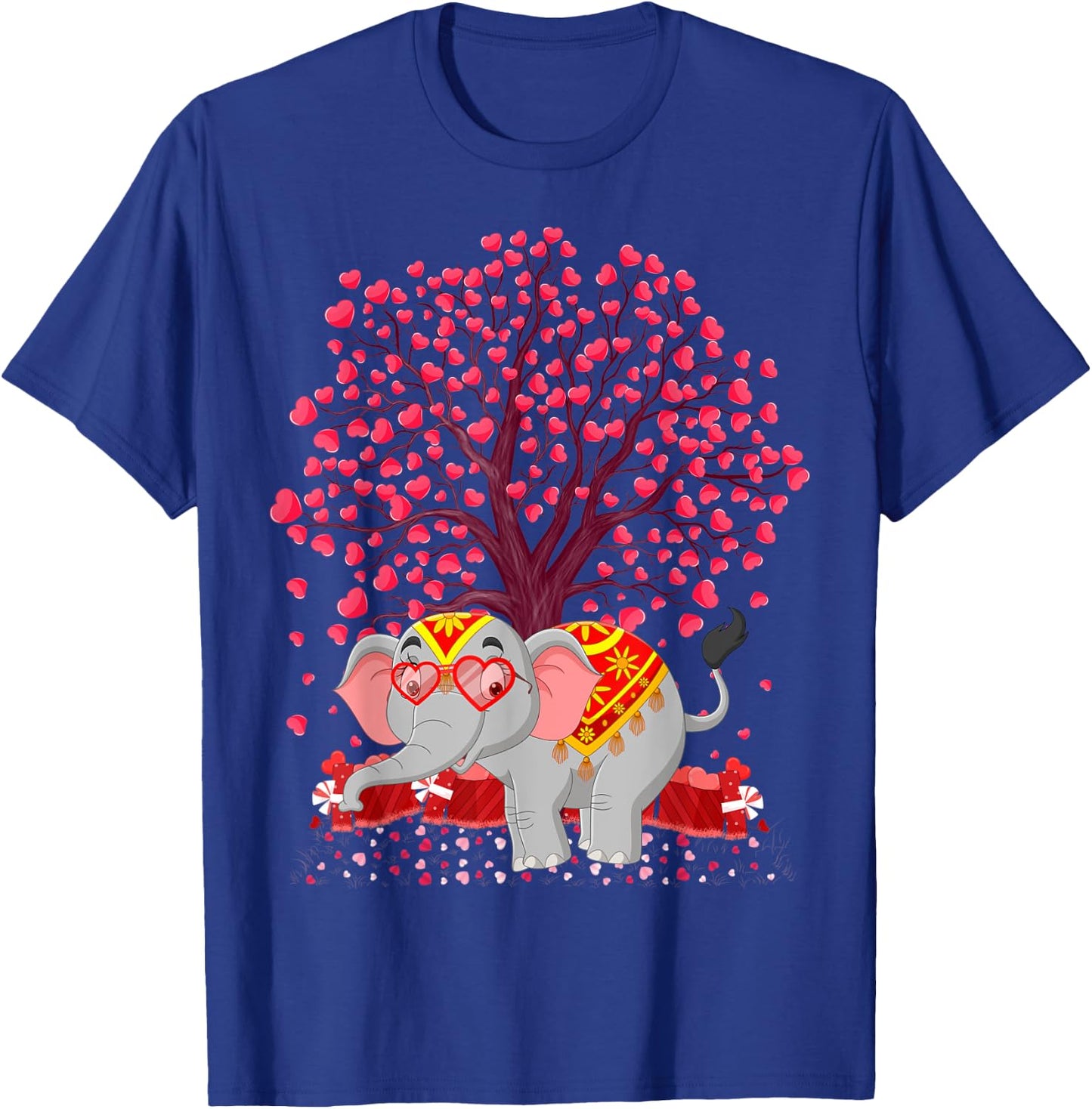 Elephant Lover Heart Tree Indian Elephant Valentine's Day T-Shirt - T-Shirt | Royal