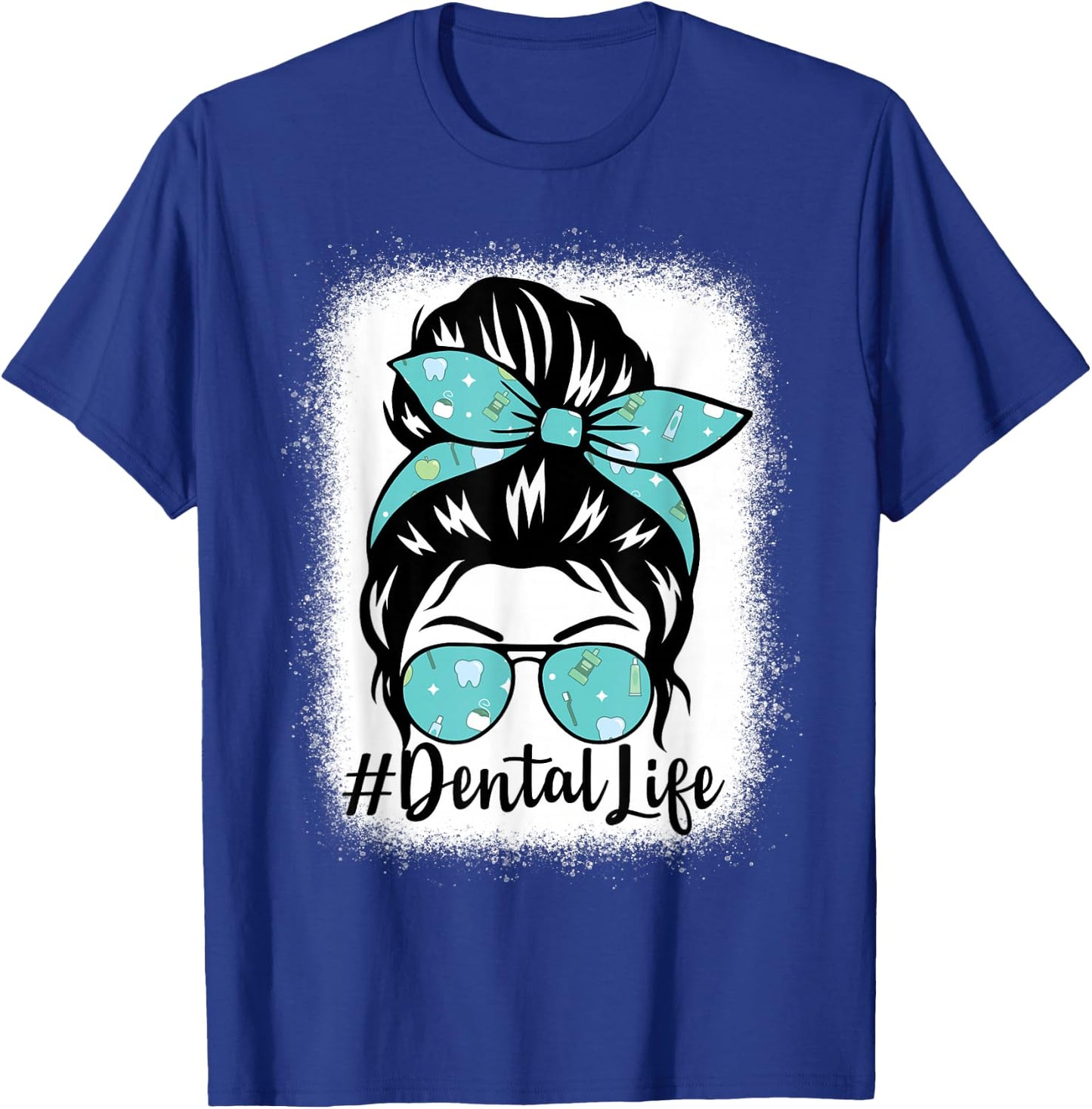 Dental Cute Funny Dentist Hygienist Messy Bun T-Shirt - T-Shirt | Royal