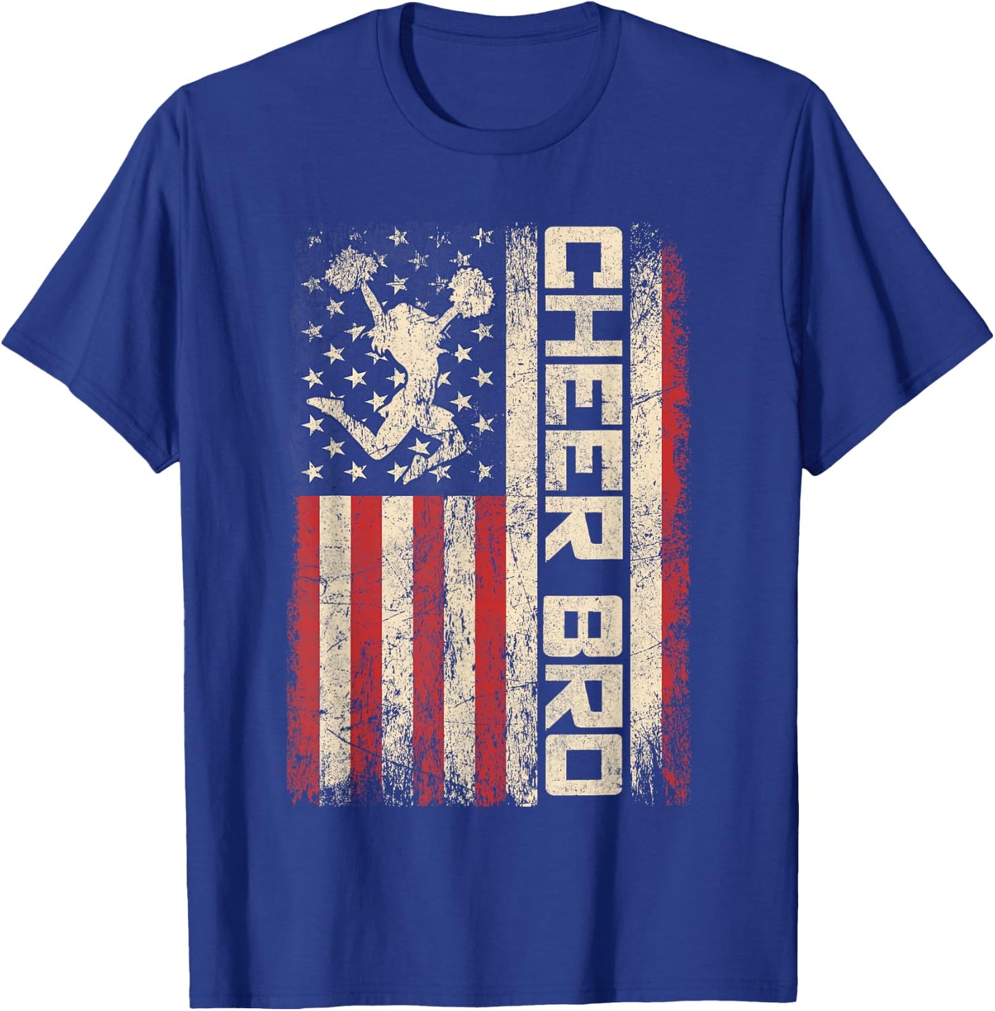 Cheer Bro Cheerleader Brother Funny American US Flag Team T-Shirt - T-Shirt | Royal
