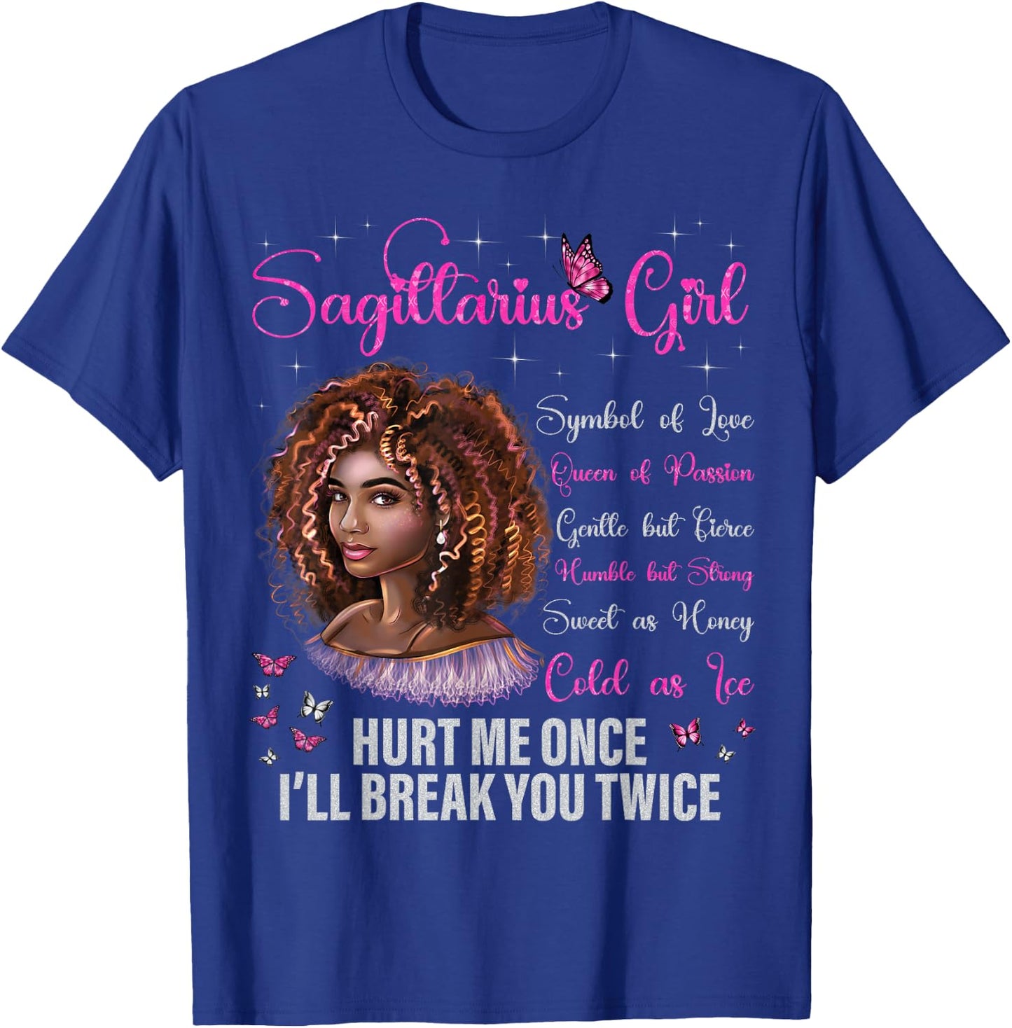 Sagittarius Girl Black Queen Zodiac Birthday Afro Woman T-Shirt - T-Shirt | Royal