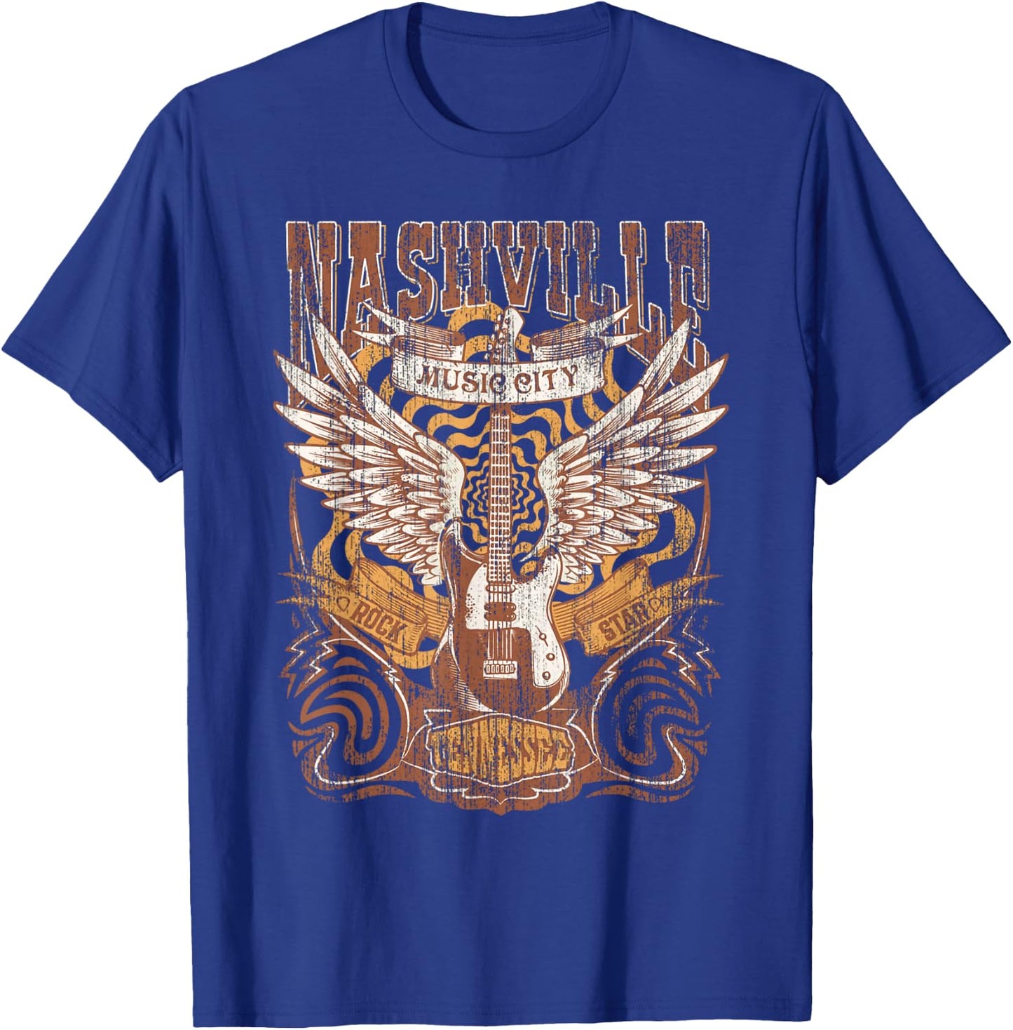 Nashville Tennessee Guitar Country Music City Guitarist Gift T-Shirt - T-Shirt | Royal
