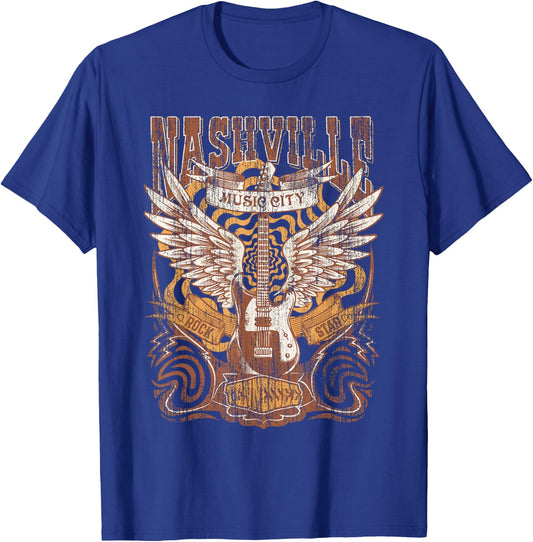 Nashville Tennessee Guitar Country Music City Guitarist Gift T-Shirt - T-Shirt | Royal