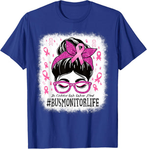 Bus Monitor In October We Wear Pink Breast Cancer Awareness T-Shirt - T-Shirt | Royal