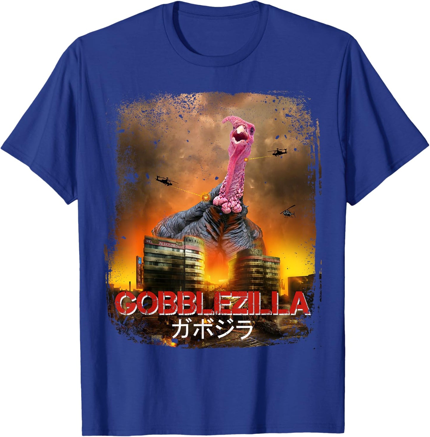 Turkey Day Thanksgiving Gobblezilla T-Shirt - T-Shirt | Royal