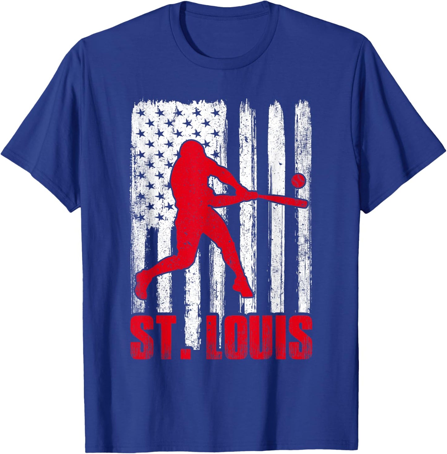 St. Louis Retro Baseball Flag Patriotic Men Women Kids T-Shirt - T-Shirt | Royal