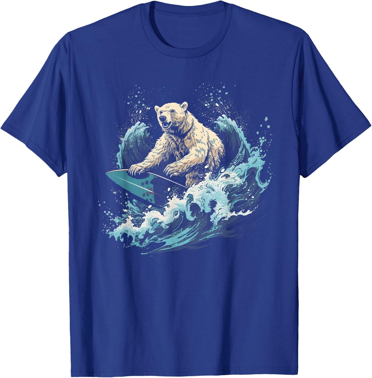 Polar Bear Surfing Wave on Surfboard Beach Polar Bear Lover T-Shirt - T-Shirt | Royal